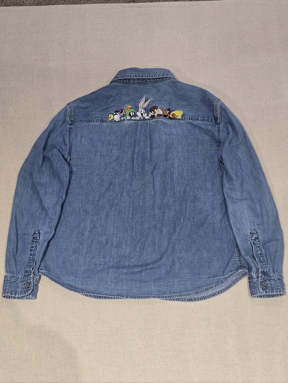 Vintage Looney Tunes Warner Bros Jean Jacket Womens Size Large
